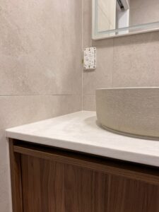 Interior commercial caulking: Toilet