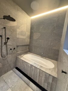 Interior commercial caulking: Toilet