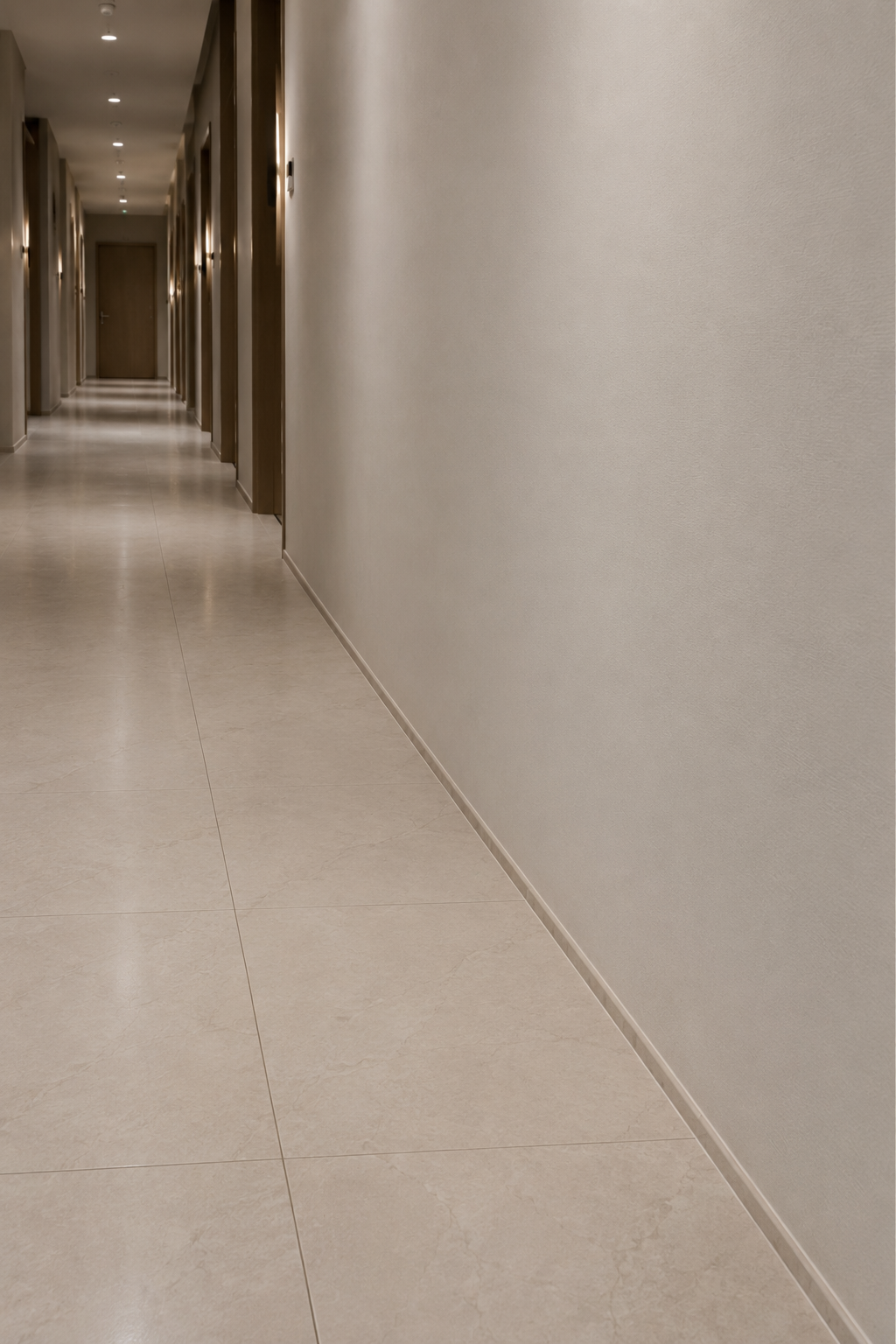 Professional commercial interior caulking services in Melbourne featuring seamless silicone caulk lines between tiled flooring and walls